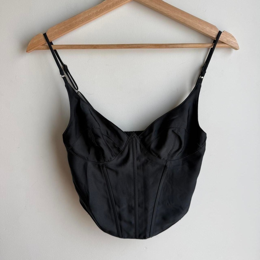 Urban Outfitters UO Karissa Black Satin Bustier Corset Top